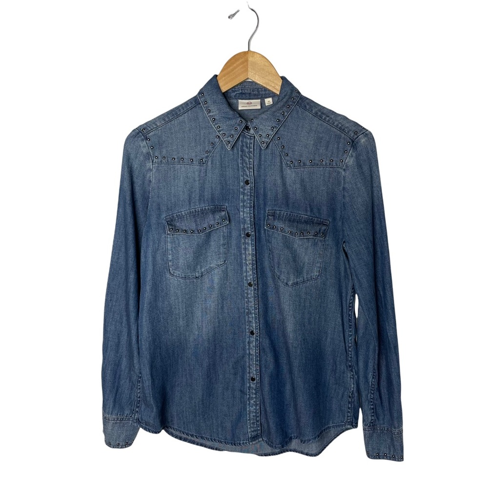 AG Adriano Goldschmied Blue Denim Western Shirt Size XS